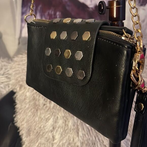 Olivia miller leather & stud wallet on chain/wristlet micro purse bag pocketbook - Picture 2 of 5